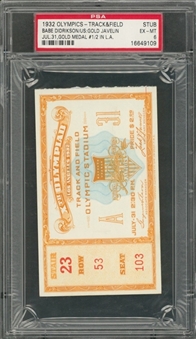1932 Summer Olympics Games of the X Olympiad Track & Field Ticket Stub From 7/31/1932 (PSA EX-MT 6)